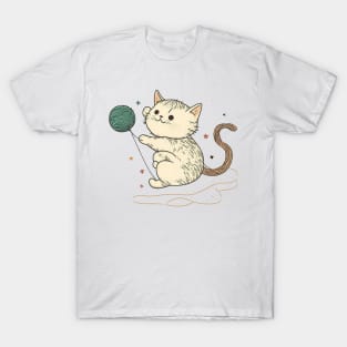 Cat Playing With A Ball Of String T-Shirt